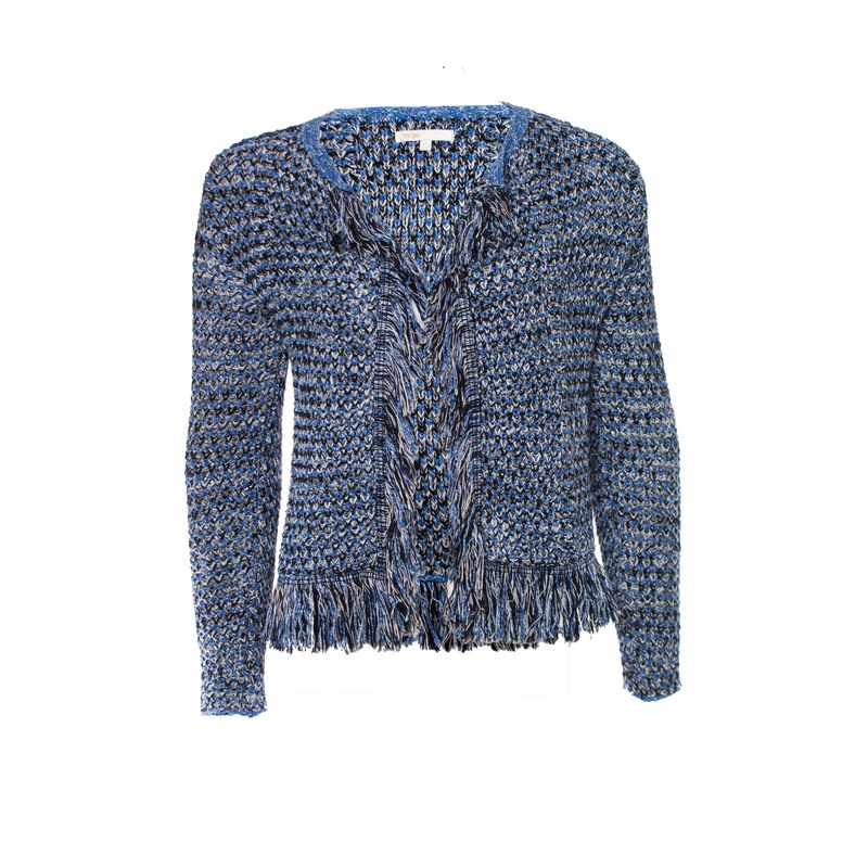 Maje Knitted Fringe Cardigan With Lurex.